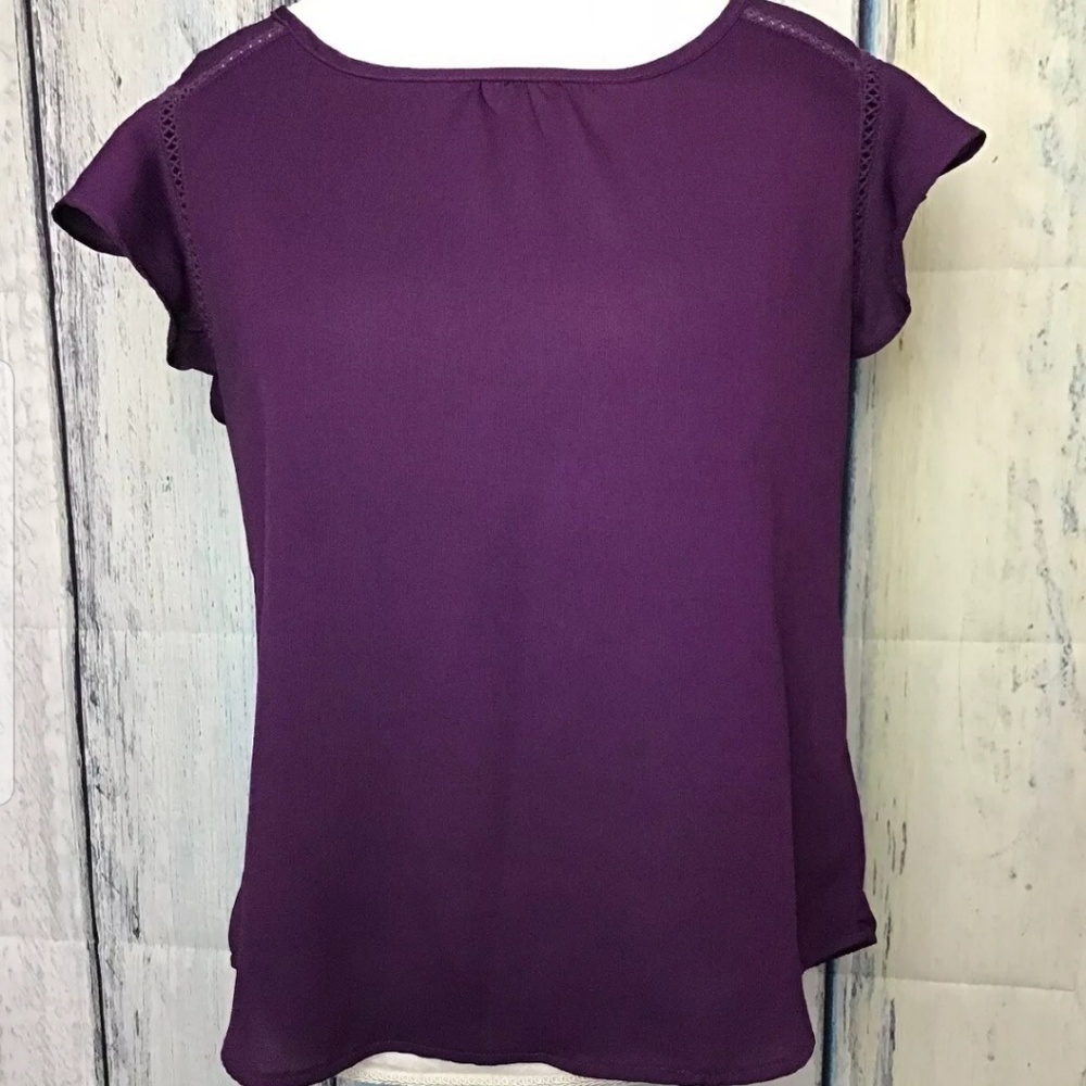 Haute Monde Purple Flowy Shoulder Blouse (C)
